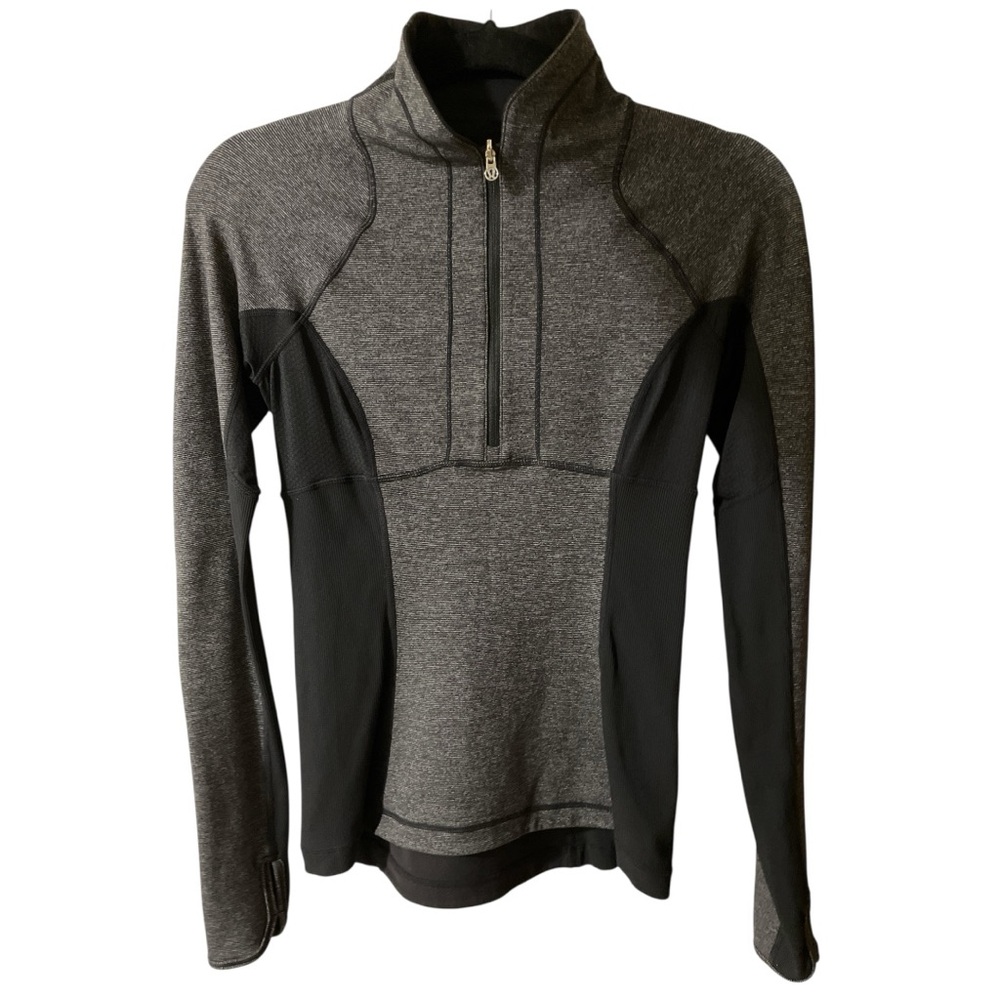 LULULEMON Run Switch Back 1/2 Zip Reversible Pullover grey black/black, size 4 - Picture 2 of 11